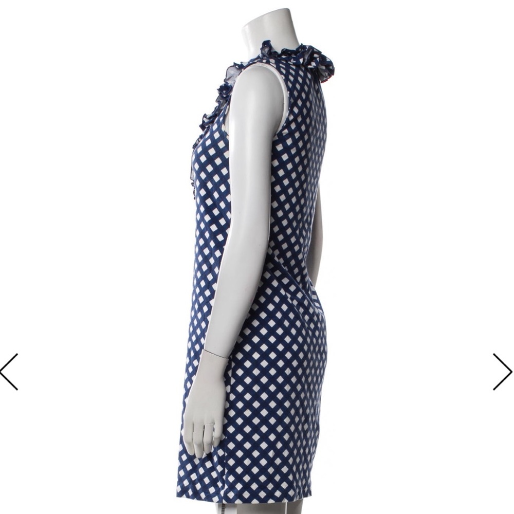 Kate Spade NY Blue Print Ruffle Mini Dress XS Preppy Coastal Summer - Picture 3 of 4